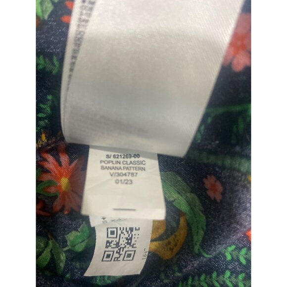 Old Navy Long-Sleeve Button Up Shirt Size L Blue Tropical Banana & Floral Print - Picture 4 of 14